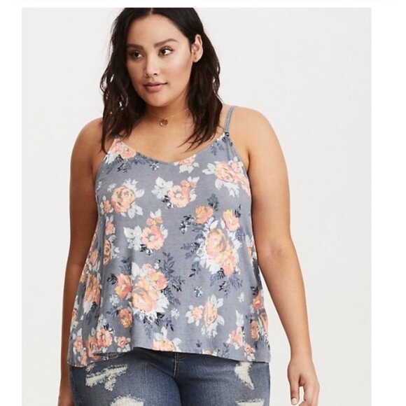 Torrid Floral Print Crochet Cami‎ Tank Top 5 5XL - Picture 1 of 7